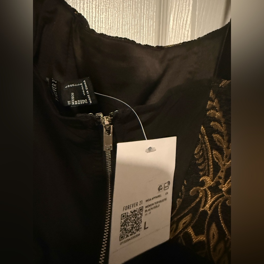 Forever 21 Black crop top with Gold Accents